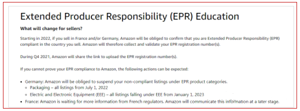 2021年年底亚马逊就已要求卖家上传EPR注册号公告1